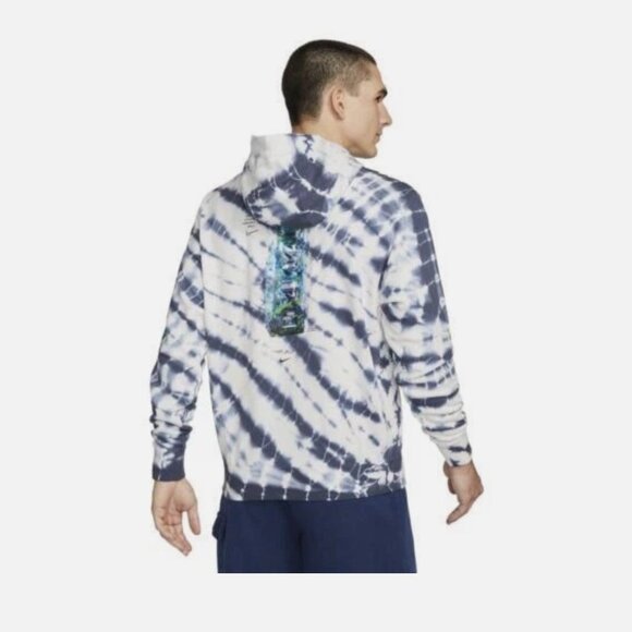 Nike Sportswear Club French Terry Pullover Hoodie Blue and White Tie Dye - - Picture 12 of 12